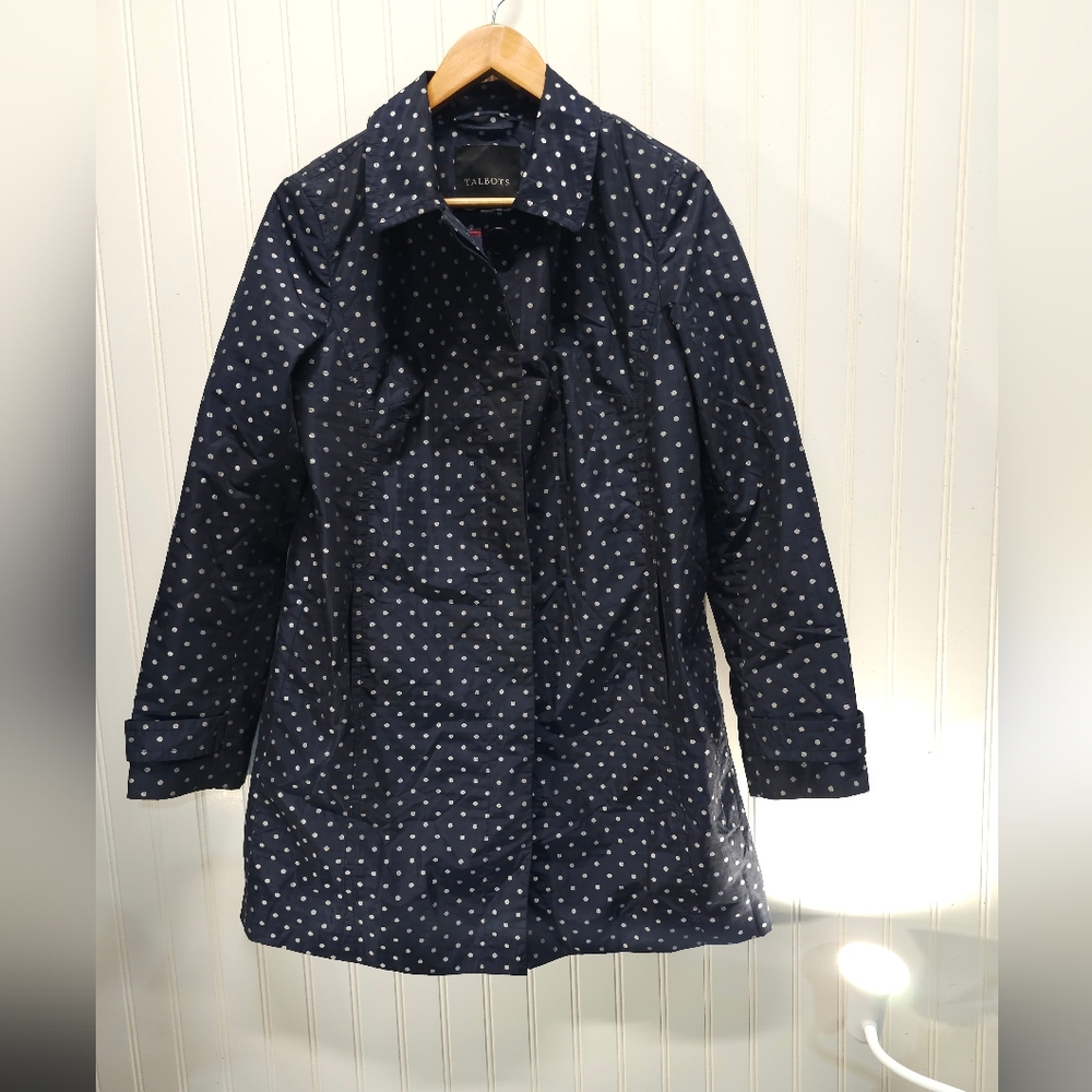Talbots lightweight raincoat polkadot size 8